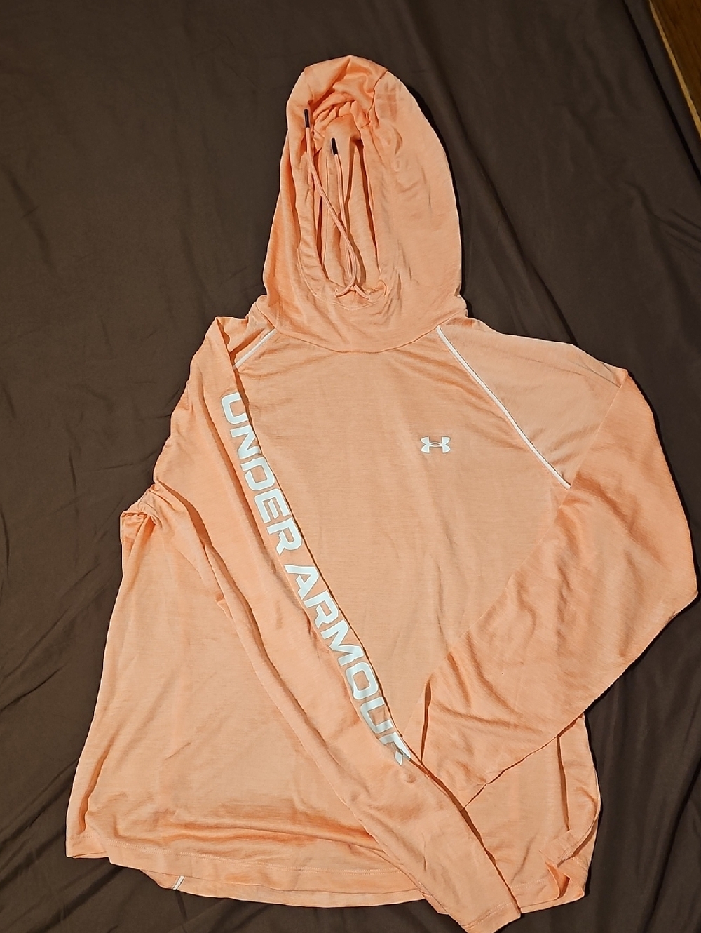 Under Armour Peach Hooded Long Sleeve Pullover with White Logo